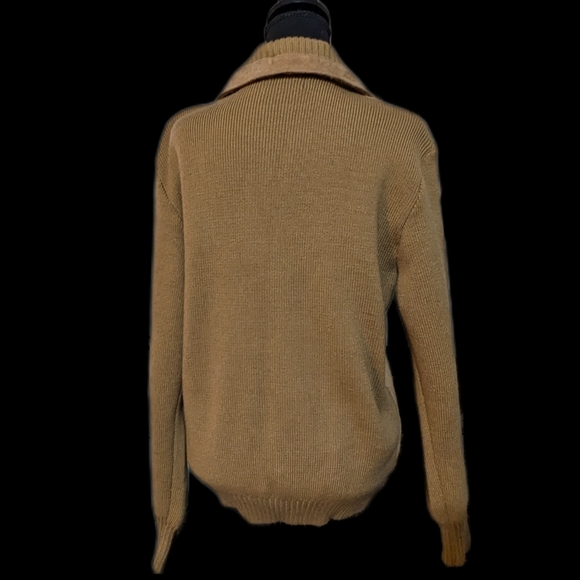 Vintage 70s Suede and Knit Jacket genuine leather tan light brown Shacket - Picture 5 of 7